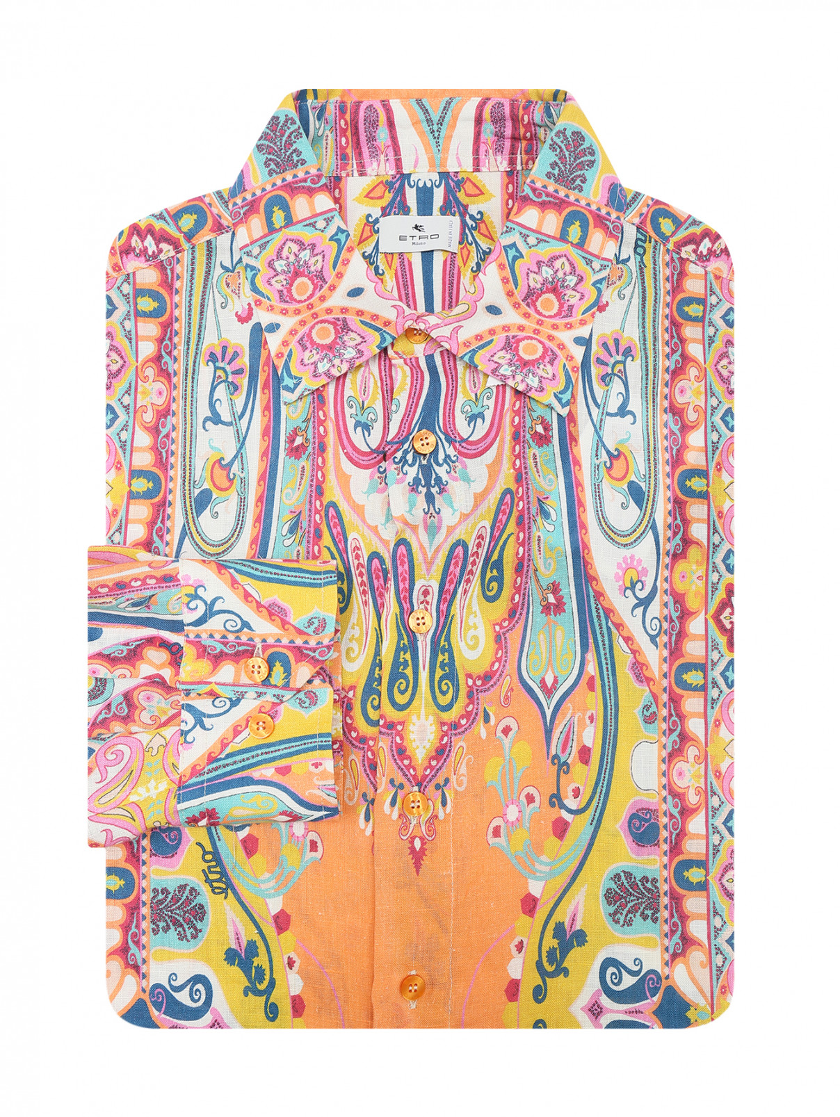 Рубашка из льна с узором Etro  –  Общий вид  – Цвет:  Мультиколор