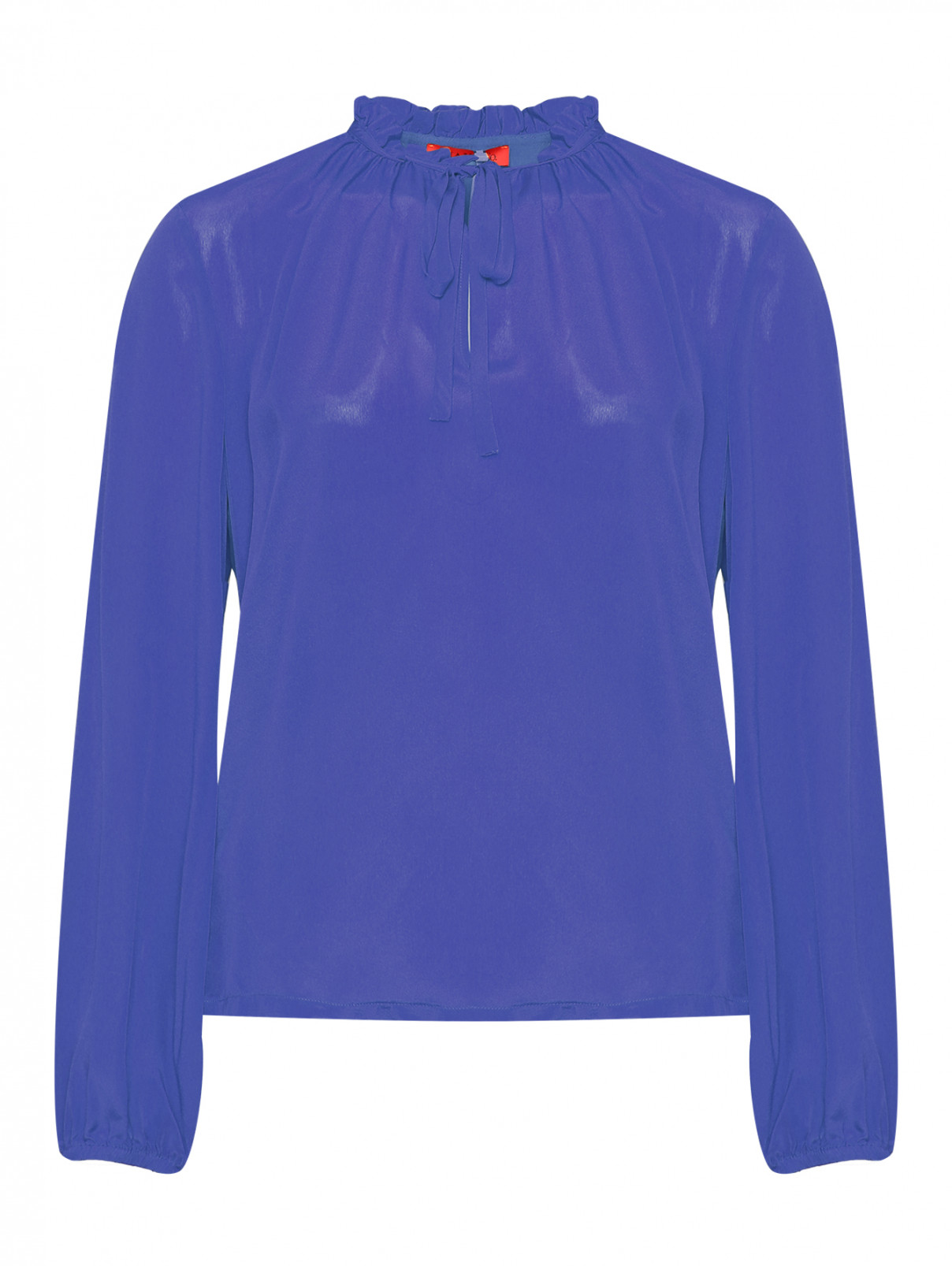Блуза из шелка с вырезом Max&Co  –  Общий вид  – Цвет:  Синий