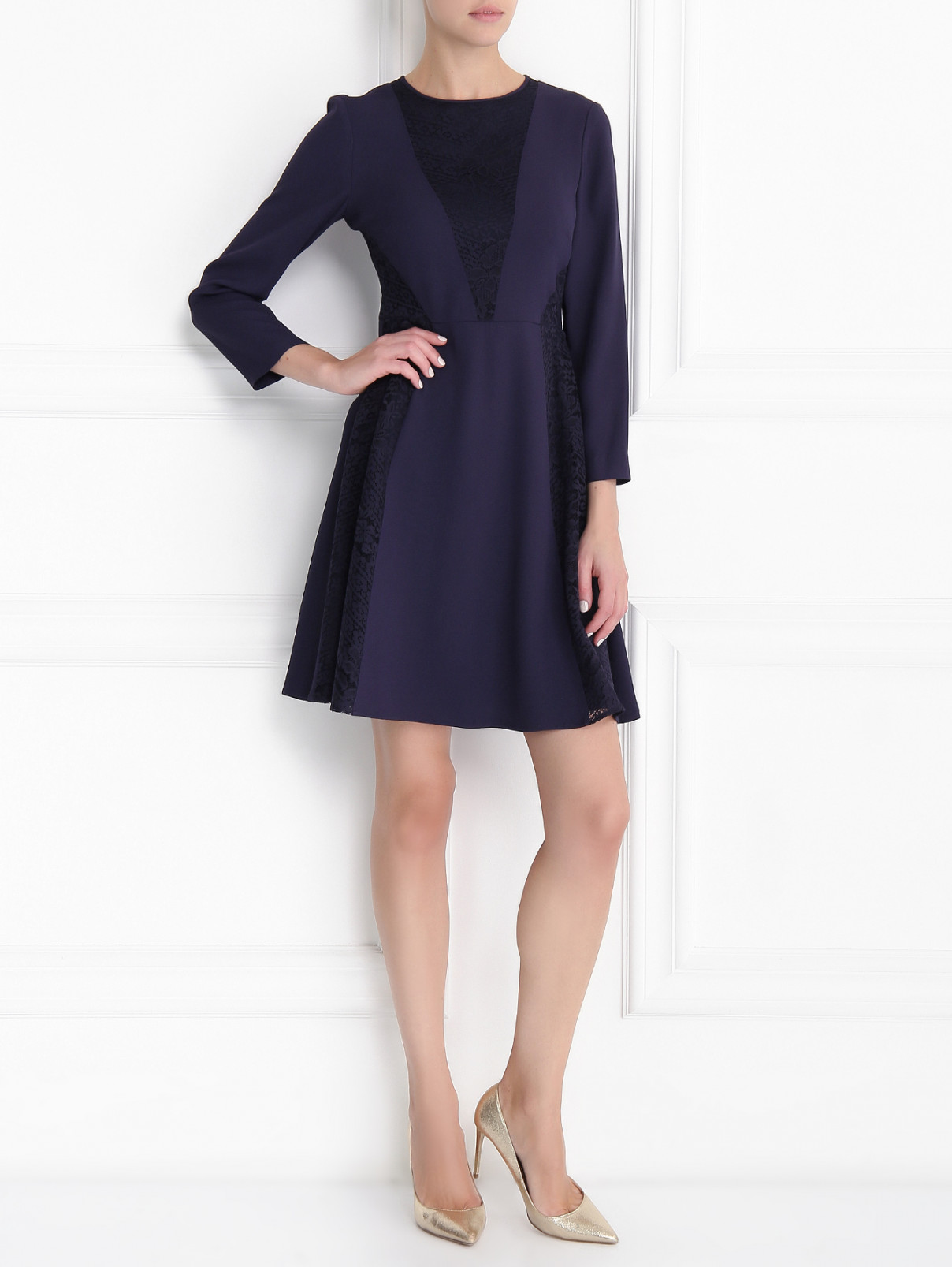 Платье с кружевной отделкой Max&Co  –  Модель Общий вид  – Цвет:  Синий