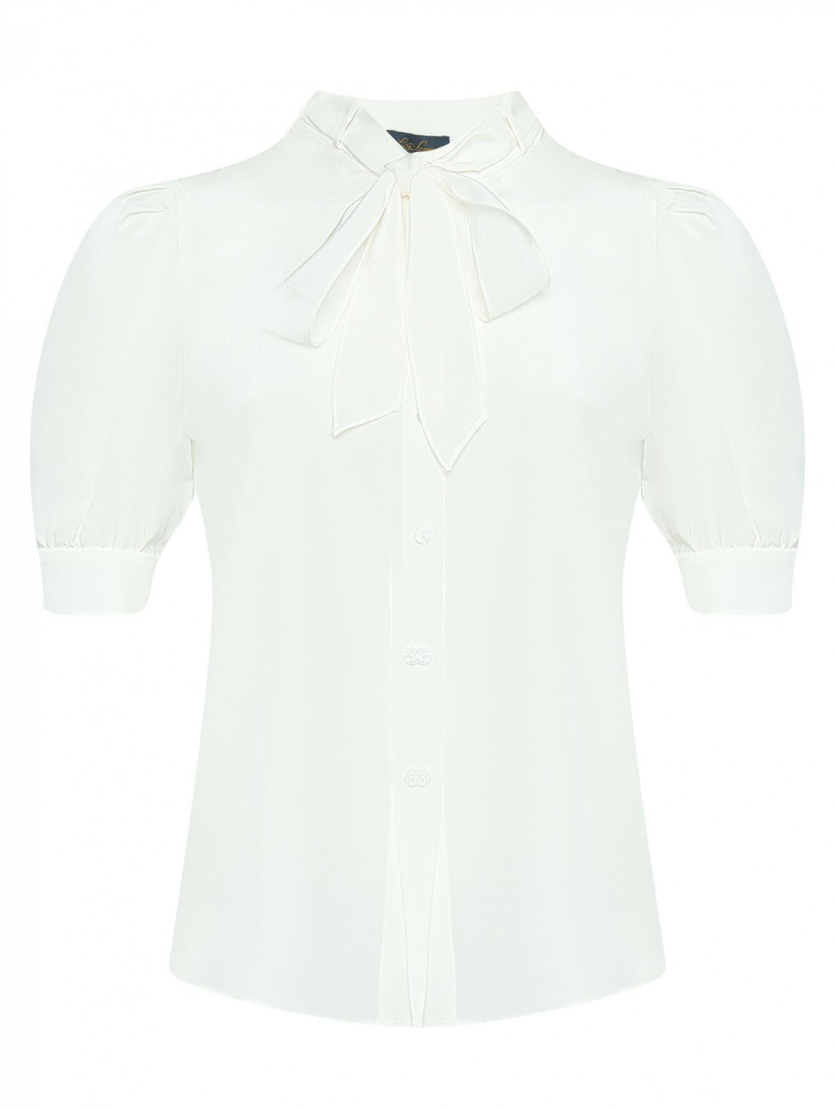 Блуза из шелка с бантом Luisa Spagnoli  –  Общий вид  – Цвет:  Белый