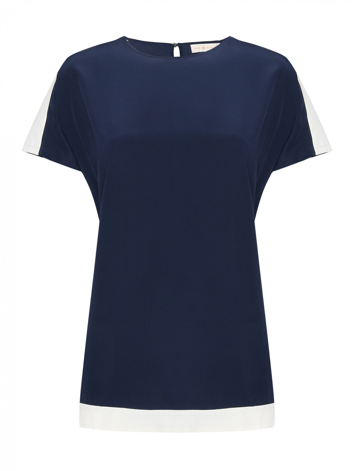 Блуза свободного кроя с разрезами Tory Burch  –  Общий вид  – Цвет:  Синий
