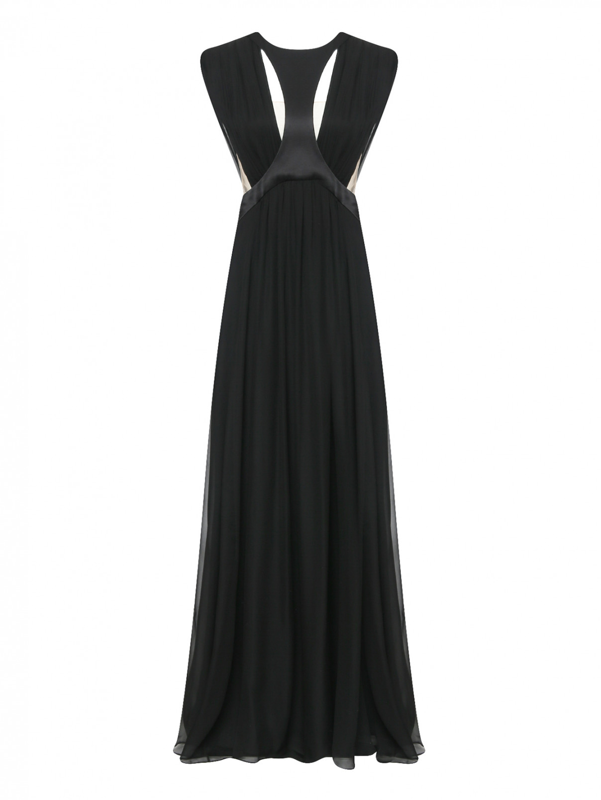 Платье-макси с декоративными вырезами Alberta Ferretti  –  Общий вид  – Цвет:  Черный