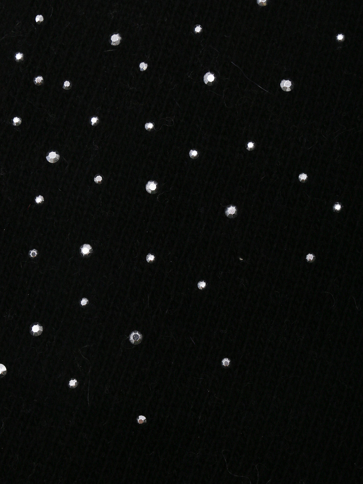 Шарф из шерсти и вискозы, декорированный стразами ro.ro  –  Деталь  – Цвет:  Черный