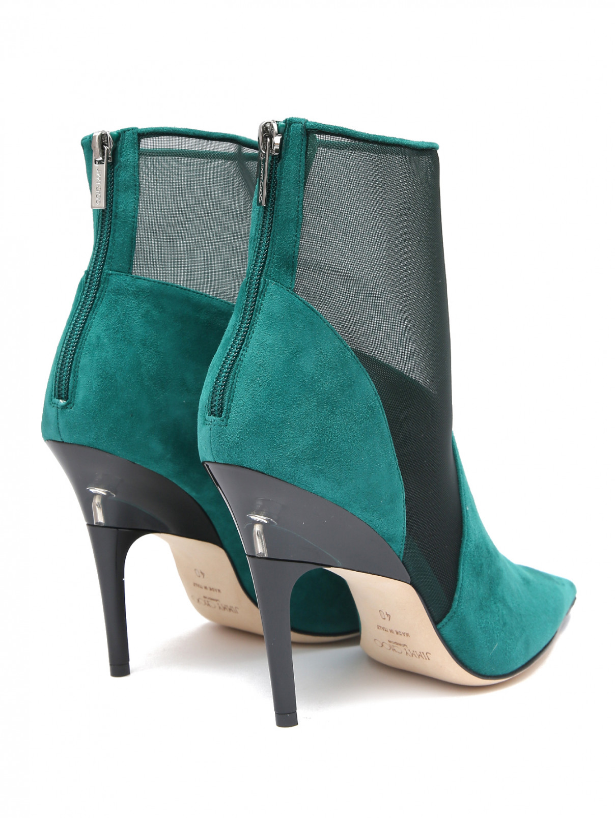 Ботильоны из замшевой кожи сна молнии Jimmy Choo  –  Обтравка2  – Цвет:  Зеленый