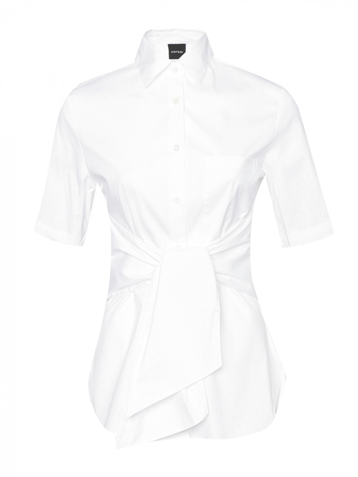 Блуза из хлопка с поясом Aspesi  –  Общий вид  – Цвет:  Белый