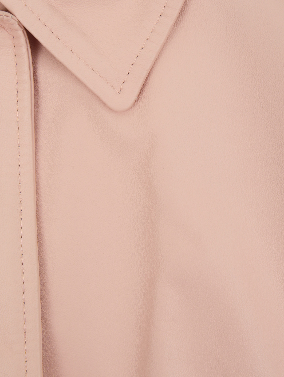 Укороченное однобортное пальто из кожи Fontanelli  –  Деталь  – Цвет:  Розовый