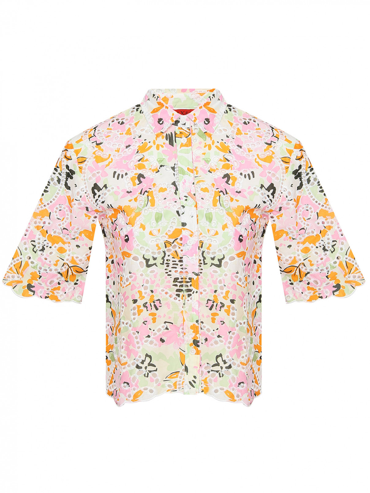 Блуза из хлопка с вышивкой Max&Co  –  Общий вид  – Цвет:  Узор
