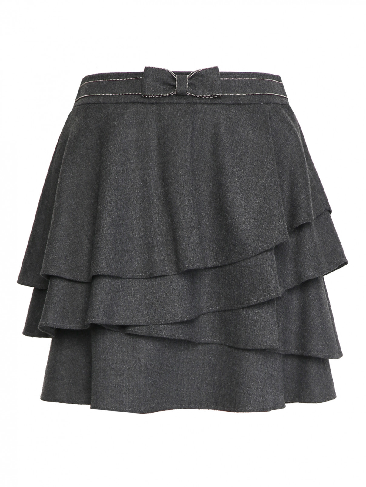 Юбка из шерсти с воланами Aletta Couture  –  Общий вид  – Цвет:  Серый