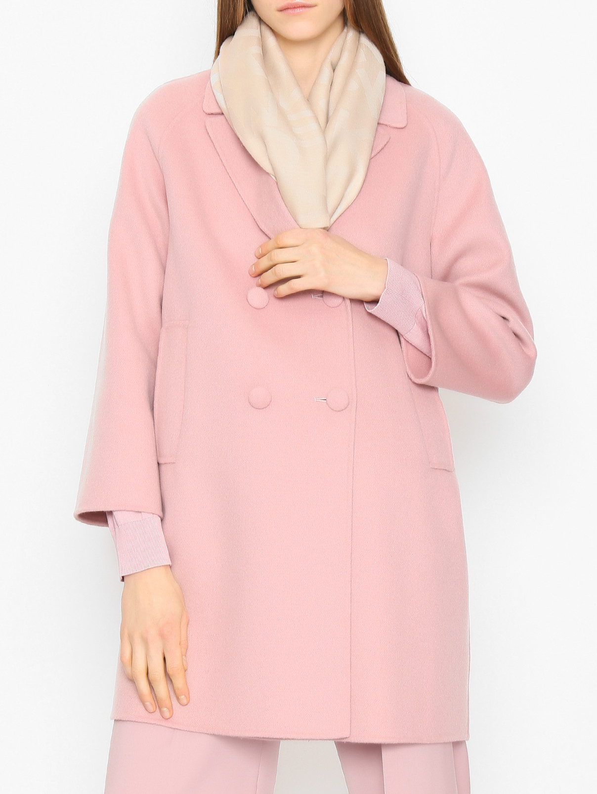 Однотонный шарф из лиоцелла Weekend Max Mara  –  МодельОбщийВид  – Цвет:  Бежевый