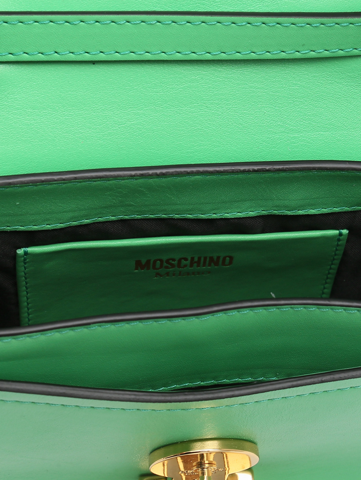 Сумка из кожи на плечевом ремне Moschino  –  Деталь1  – Цвет:  Зеленый