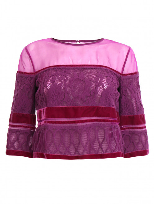 Блуза из шелка с ажурными и бархатными вставками Alberta Ferretti - Общий вид