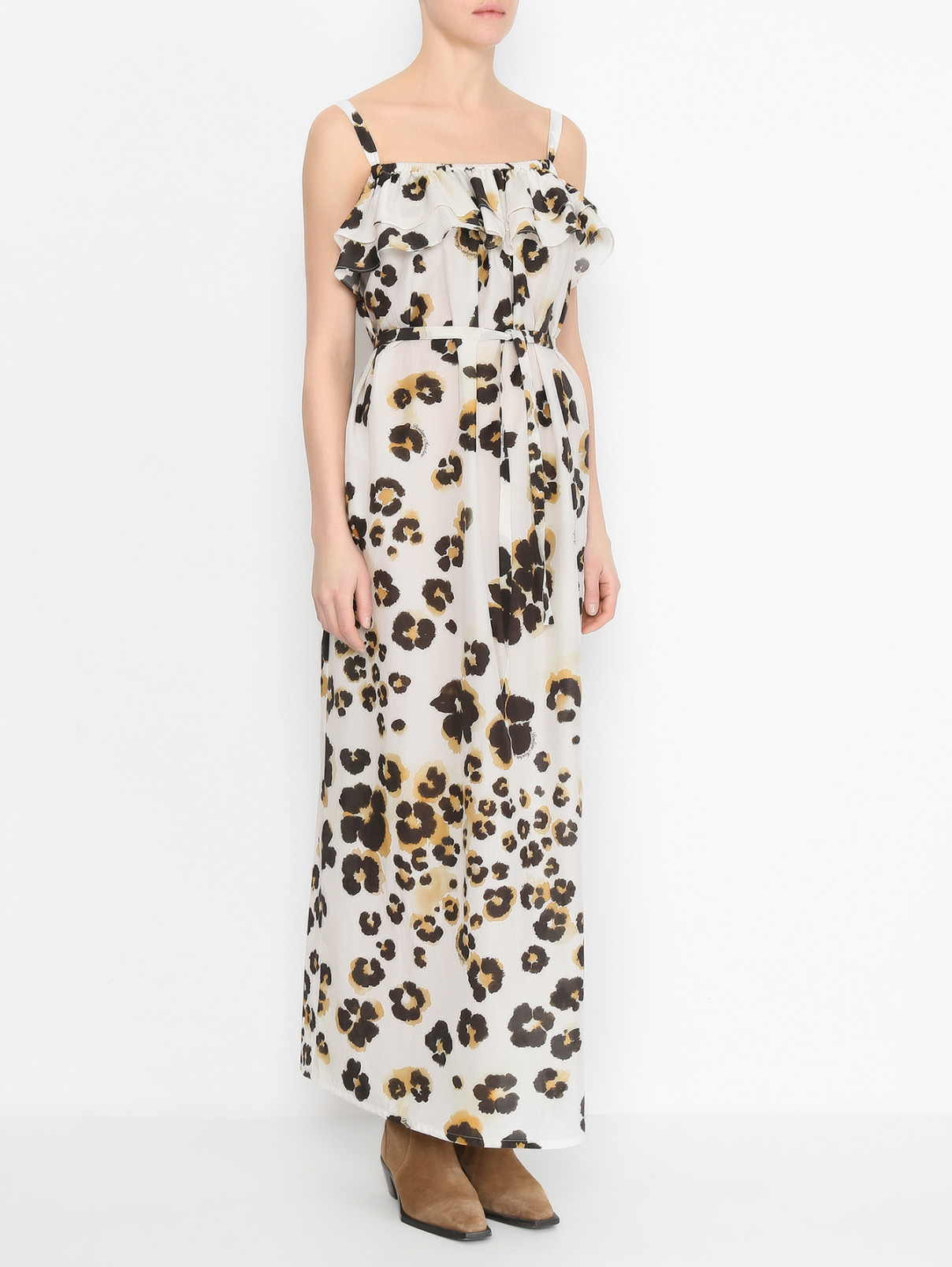 Платье из хлопка и шелка с узором Moschino Boutique  –  МодельВерхНиз  – Цвет:  Узор