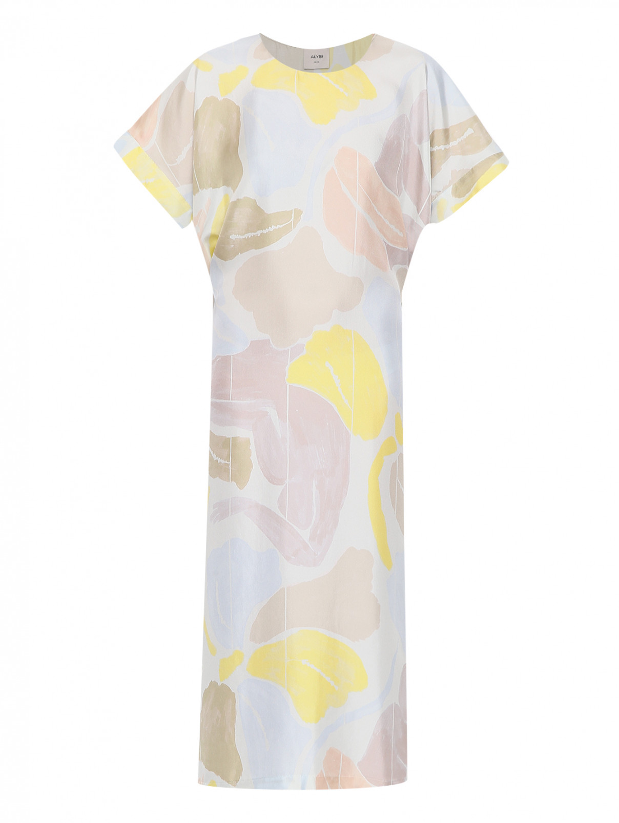 Платье-миди из шелка с узором Alysi  –  Общий вид  – Цвет:  Мультиколор