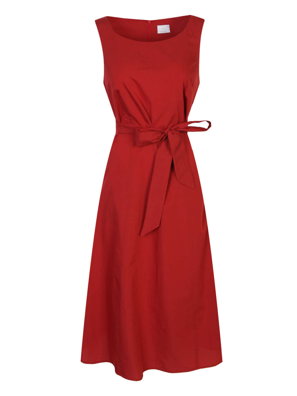 Платье из хлопка и шелка без рукавов Marina Rinaldi  –  Общий вид  – Цвет:  Красный