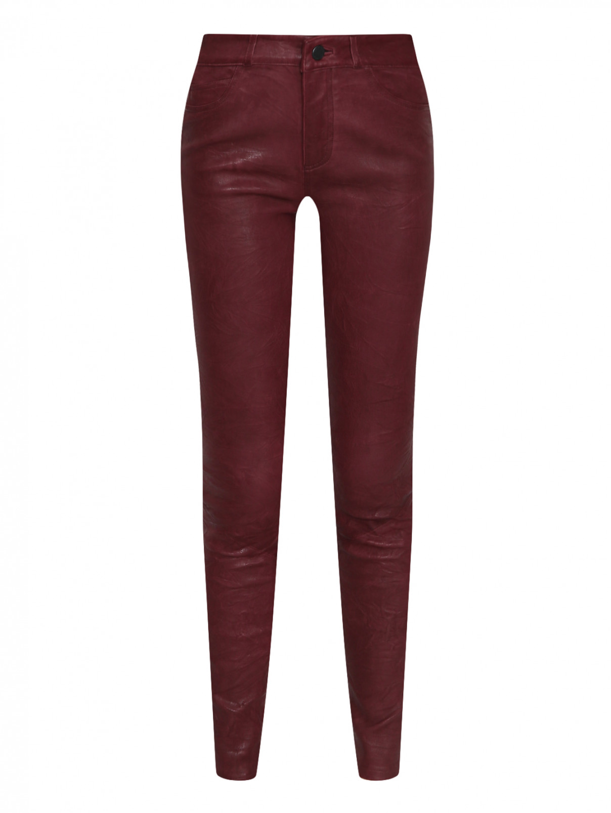 Зауженные брюки из кожи Paige  –  Общий вид  – Цвет:  Красный