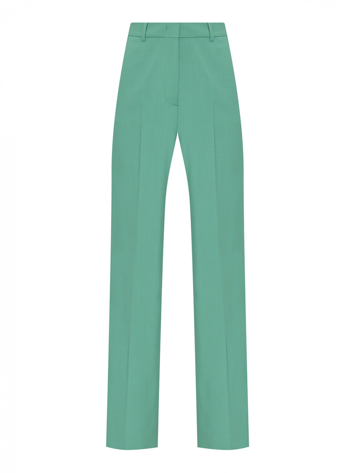 Однотонные брюки из шерсти Weekend Max Mara  –  Общий вид  – Цвет:  Зеленый