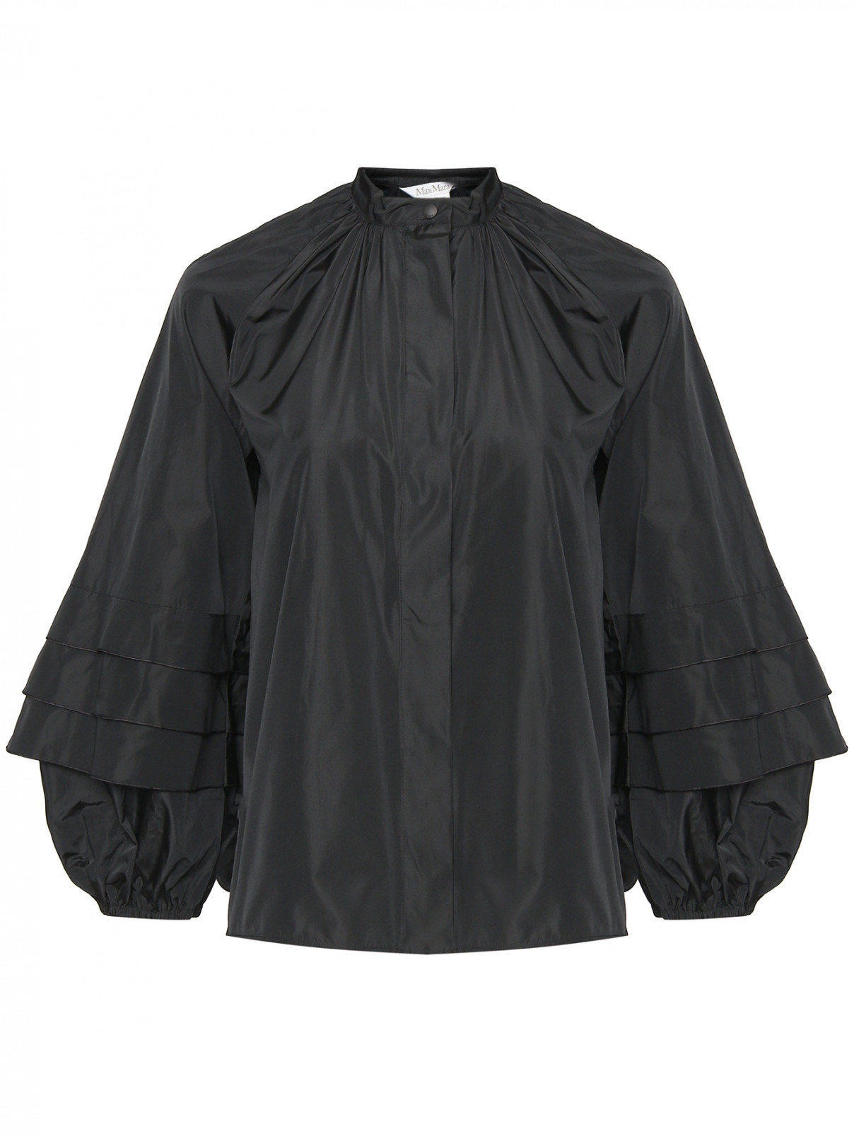 Блуза с объемными рукавами Max Mara  –  Общий вид  – Цвет:  Черный