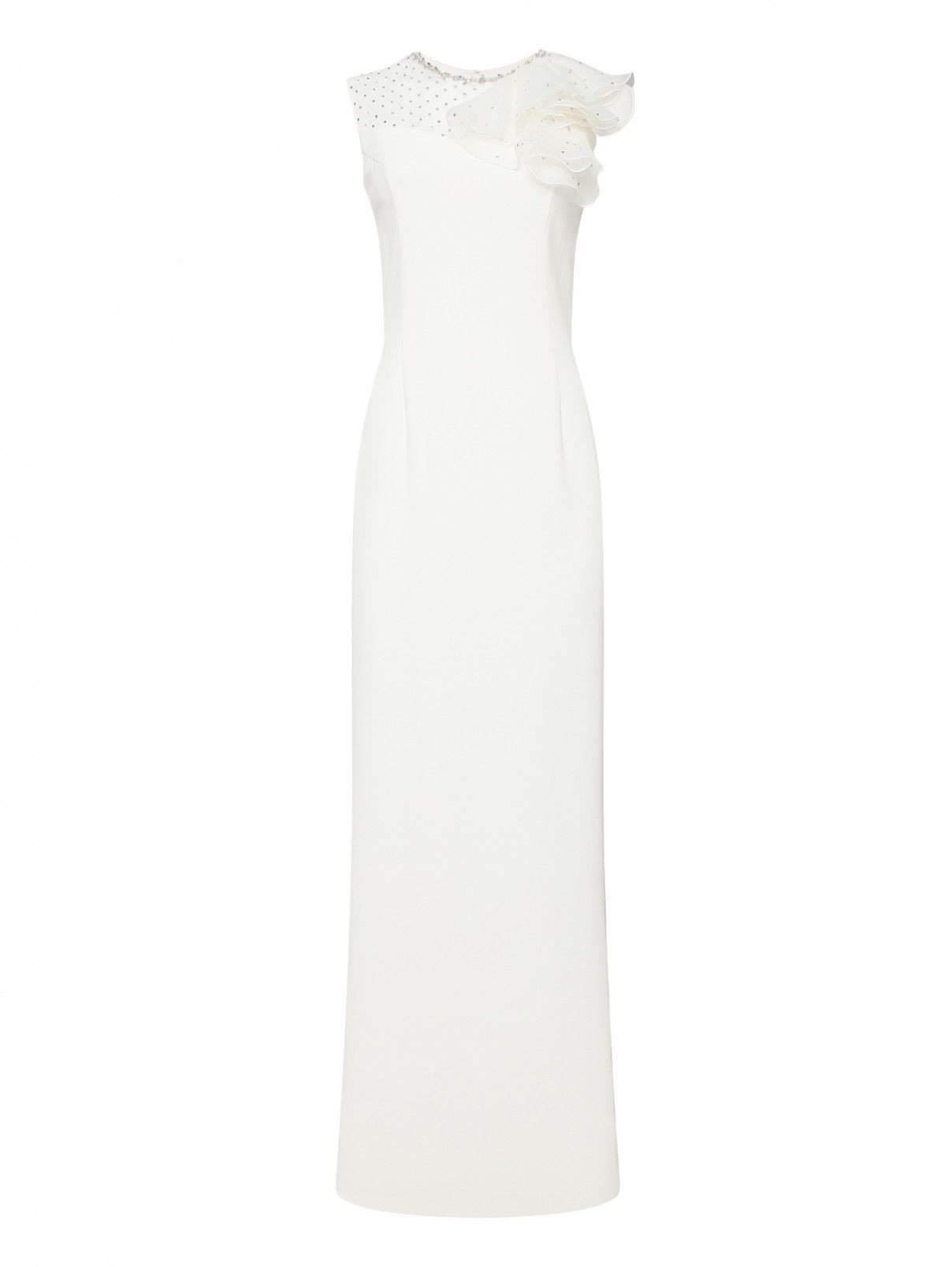 Платье-макси декорированное стразами Jenny Packham  –  Общий вид  – Цвет:  Белый