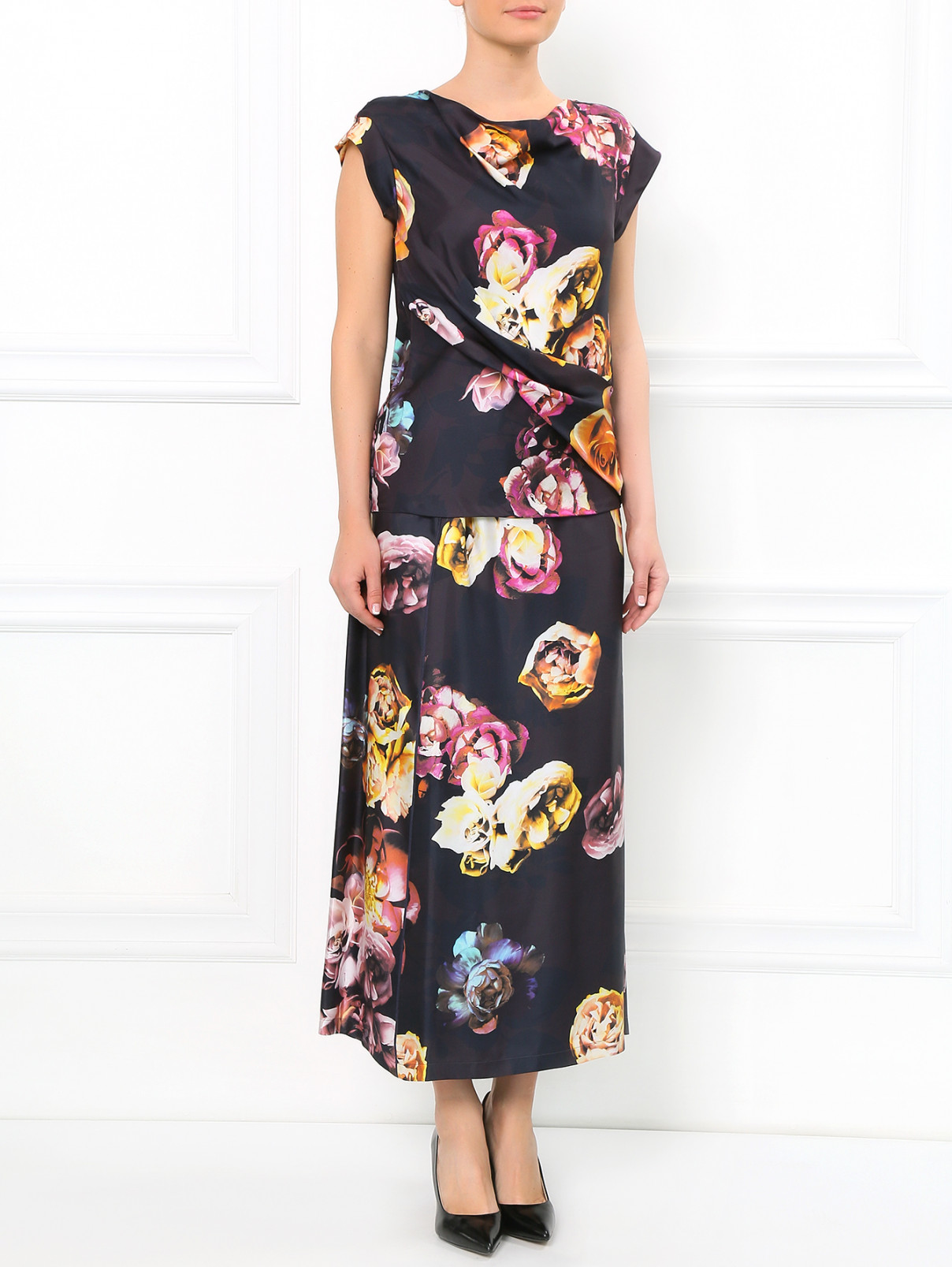 Блуза из шелка с цветочным узором Max Mara  –  Модель Общий вид  – Цвет:  Узор