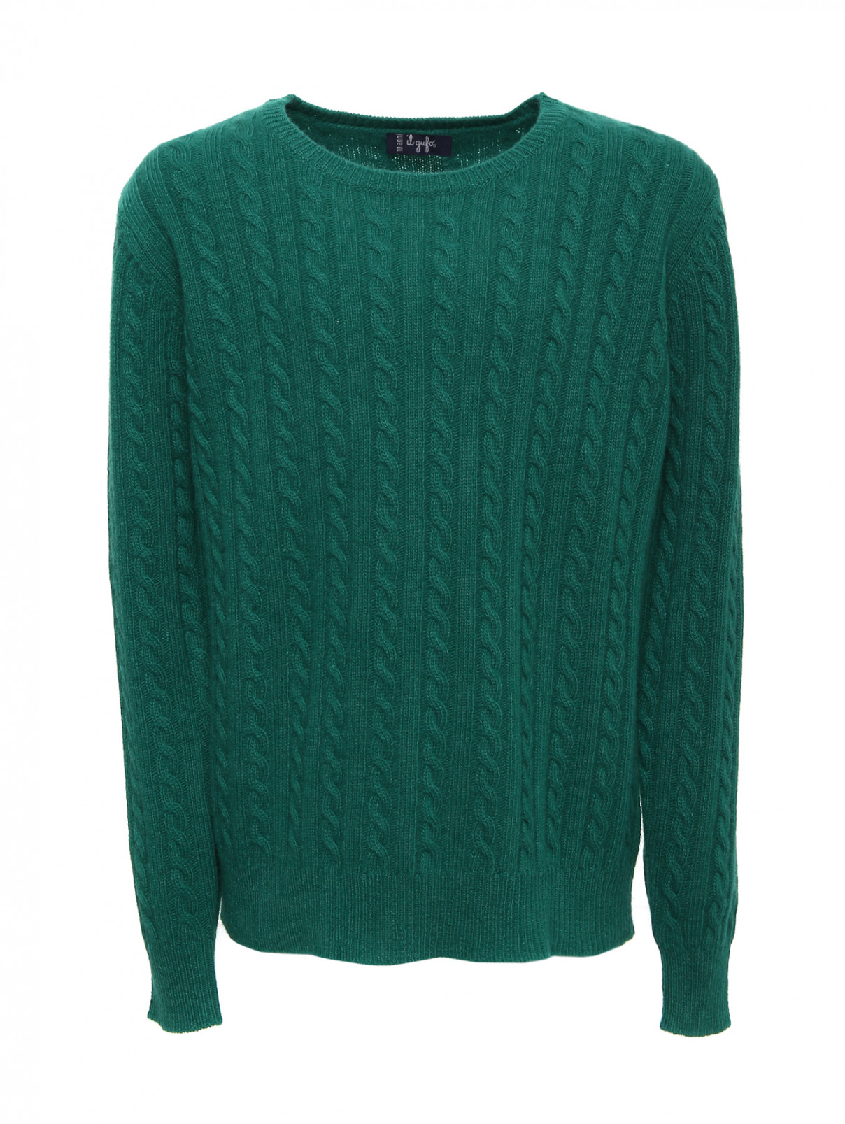 Джемпер ажурной вязки из шерсти Il Gufo  –  Общий вид  – Цвет:  Зеленый