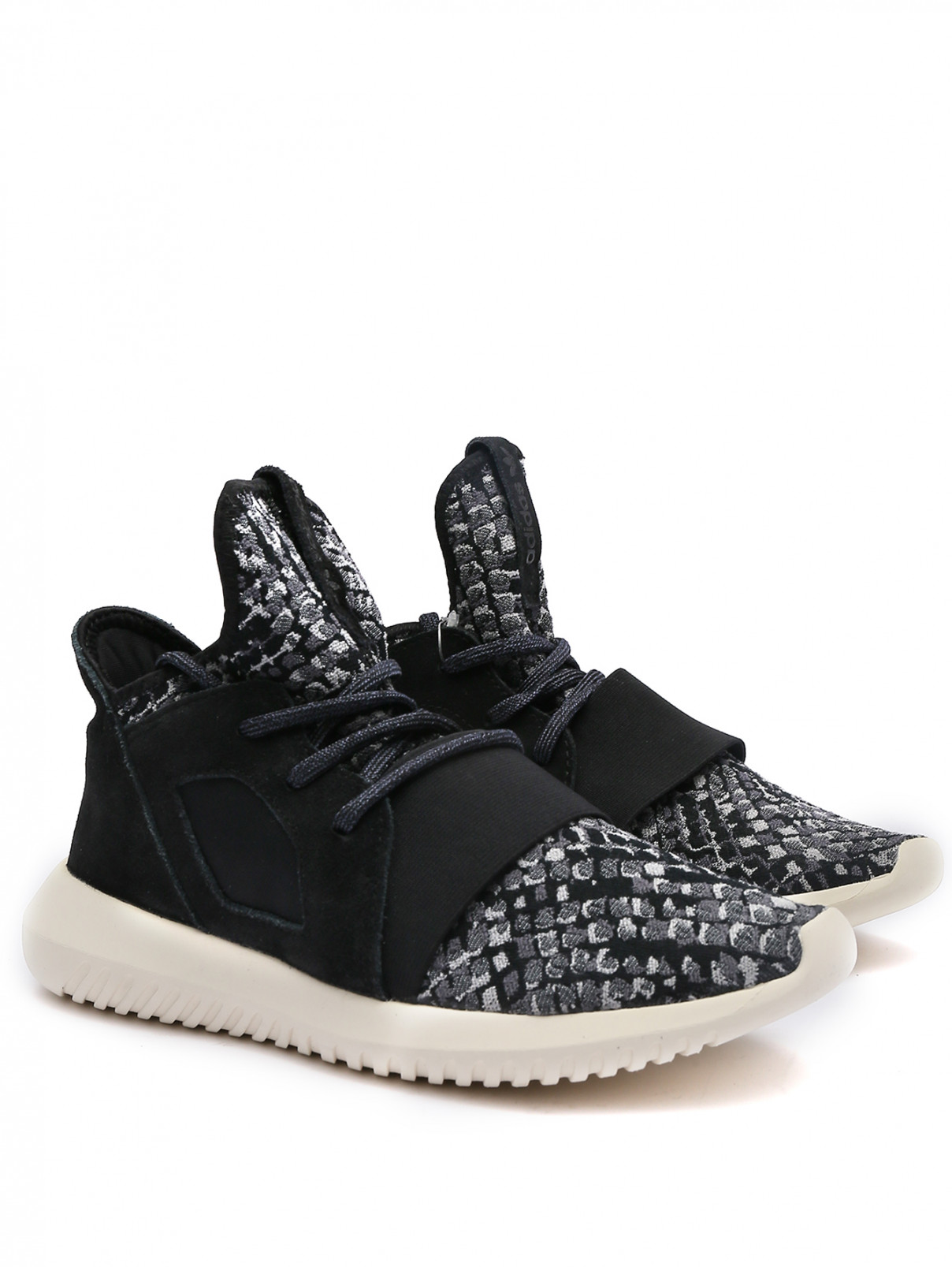 Комбинированные кроссовки с узором Adidas Originals  –  Общий вид  – Цвет:  Серый