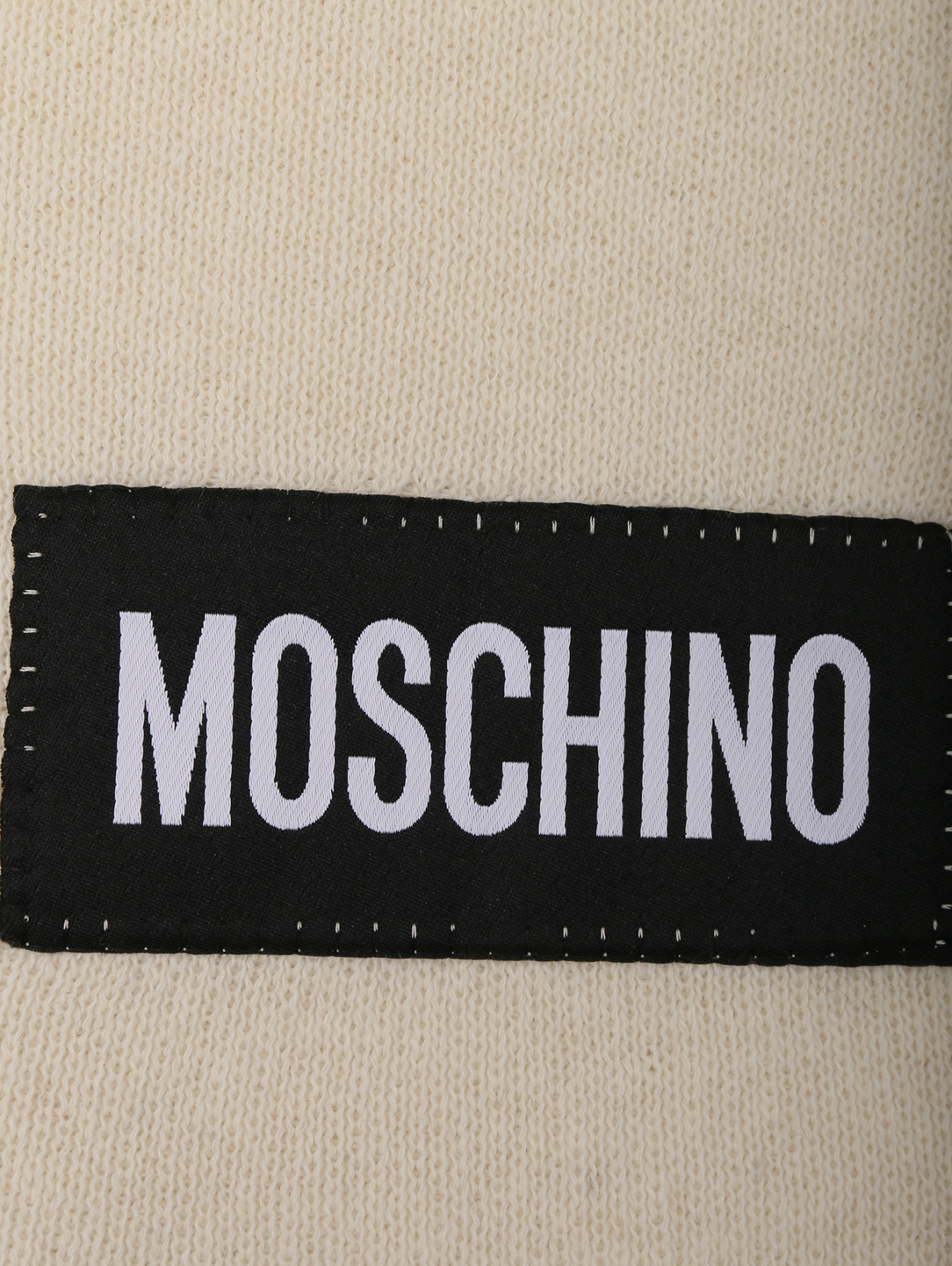 Шарф из смешанного кашемира с логотипом Moschino  –  Деталь1  – Цвет:  Белый