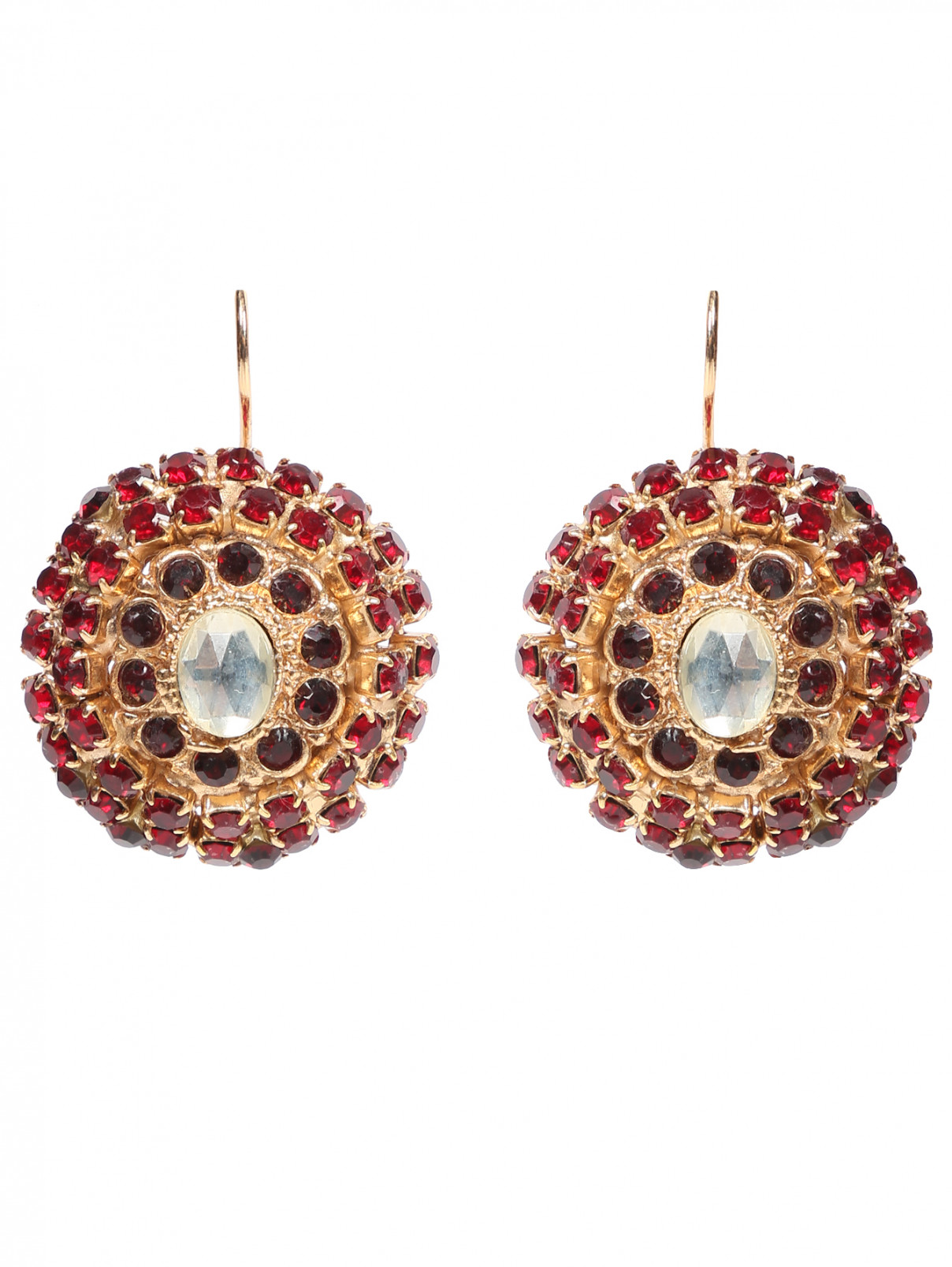 Серьги из металла декорированные кристаллами Dueci Bijoux  –  Общий вид  – Цвет:  Красный