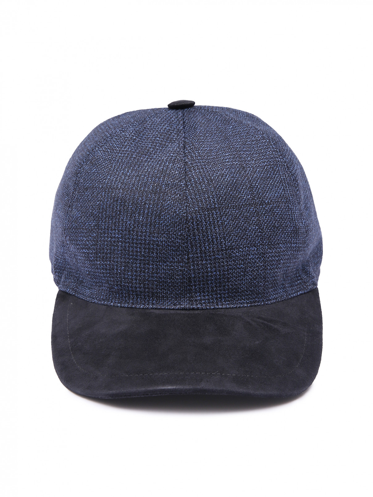Комбинированная кепка с узором Capobianco  –  Общий вид  – Цвет:  Синий
