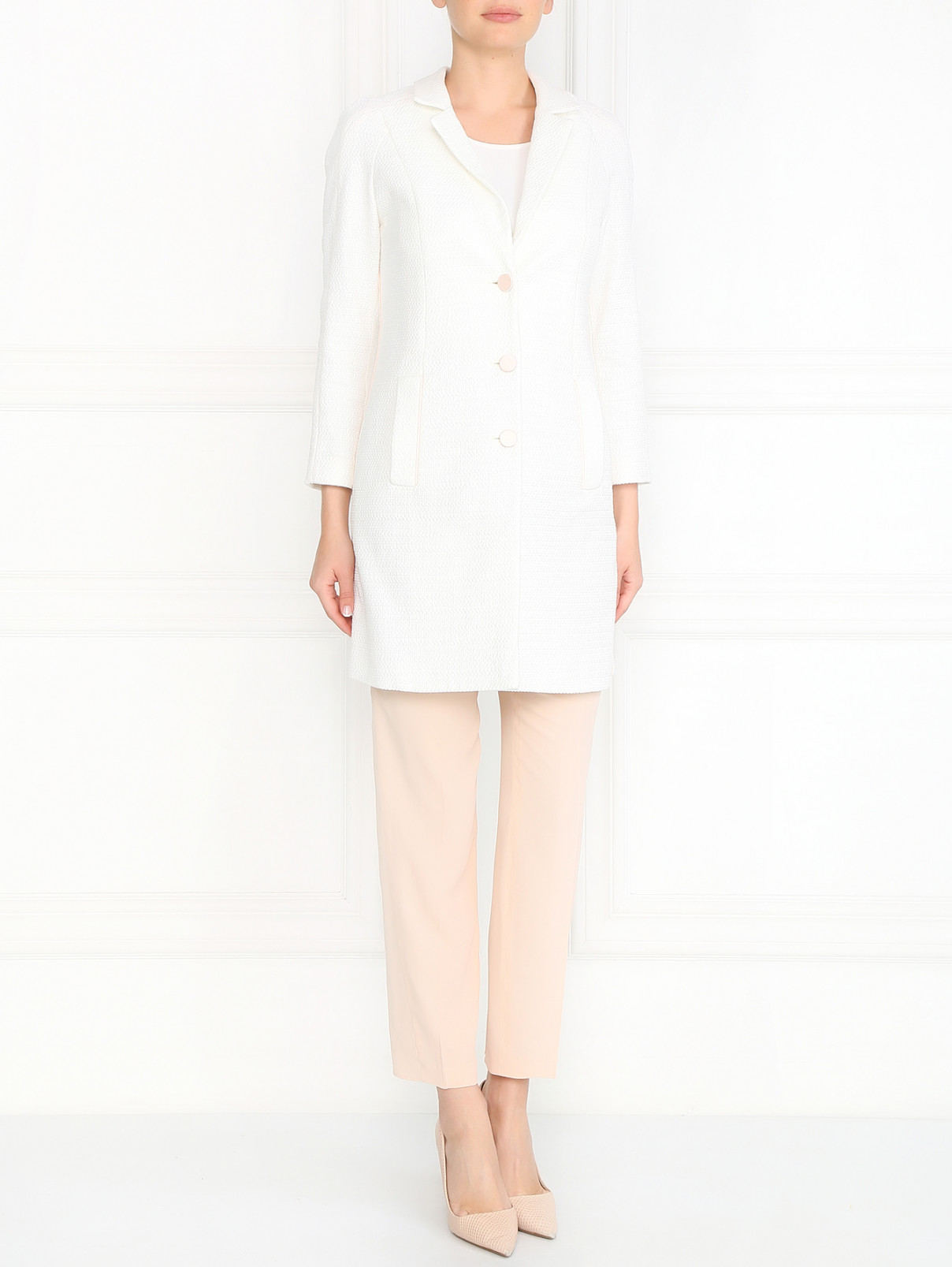 Легкое пальто из хлопка Emporio Armani  –  Модель Общий вид  – Цвет:  Белый