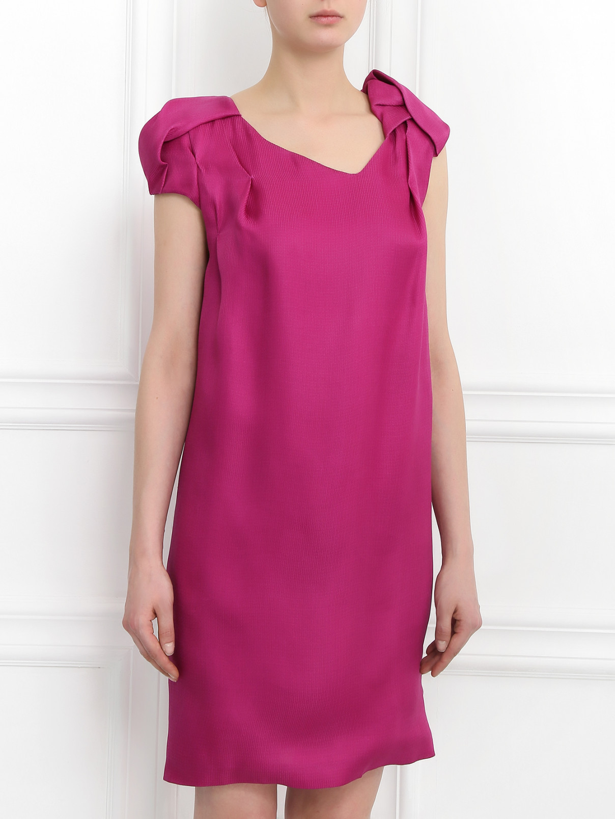 Платье-мини из шелка Aquilano Rimondi  –  Модель Верх-Низ  – Цвет:  Фиолетовый