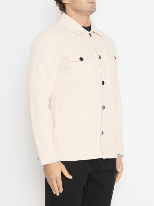 Однотонная куртка из хлопка с карманами - МодельВерхНиз