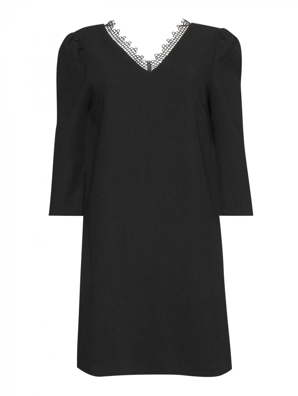 Платье-мини с кружевной отделкой Suncoo  –  Общий вид  – Цвет:  Черный