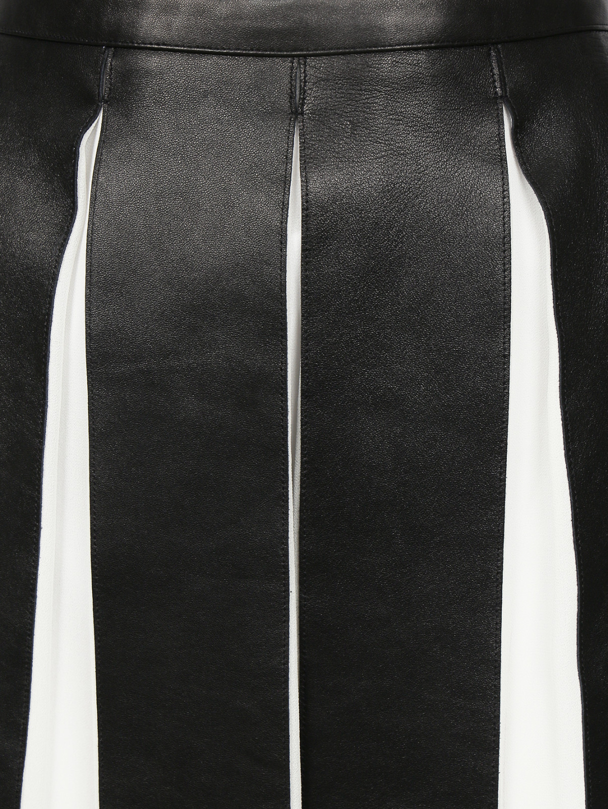 Юбка-мини из кожи  с плиссировкой Sonia Rykiel  –  Деталь  – Цвет:  Черный