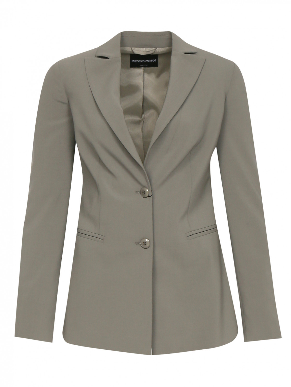Пиджак из шерсти на пуговицах Emporio Armani  –  Общий вид  – Цвет:  Серый