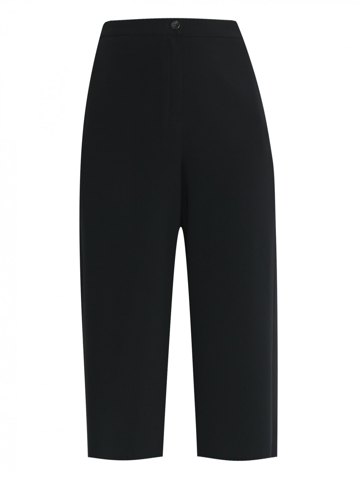 Укороченные брюки свободного кроя с карманами Marina Rinaldi  –  Общий вид  – Цвет:  Черный