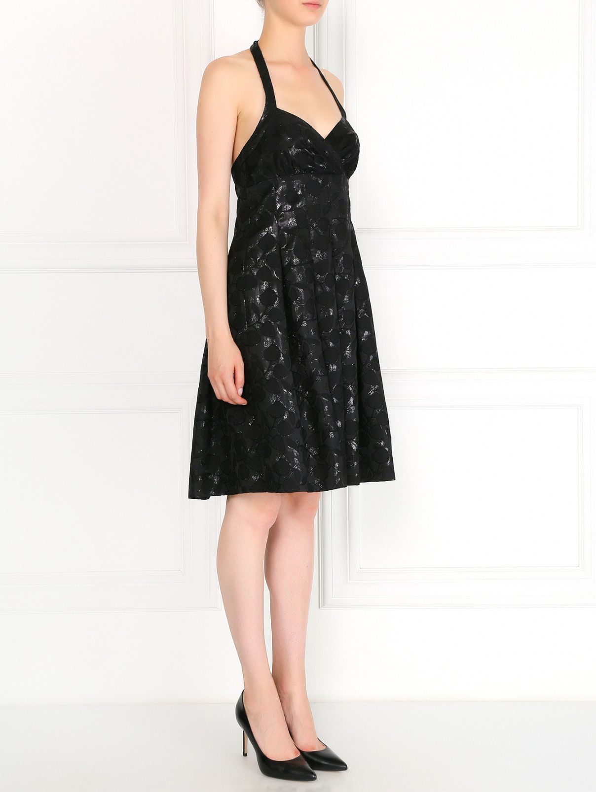 Платье из смешанного хлопка с узором Moschino  –  Модель Общий вид  – Цвет:  Черный