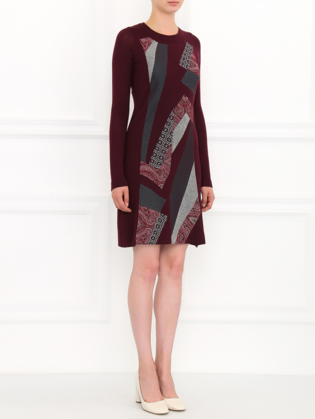 Платье из смешанной шерсти с узором Isola Marras  –  Модель Общий вид  – Цвет:  Красный