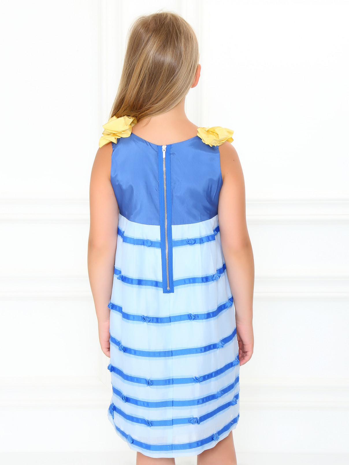 Платье из хлопка на завышенной талии MiMiSol  –  Модель Верх-Низ1  – Цвет:  Синий