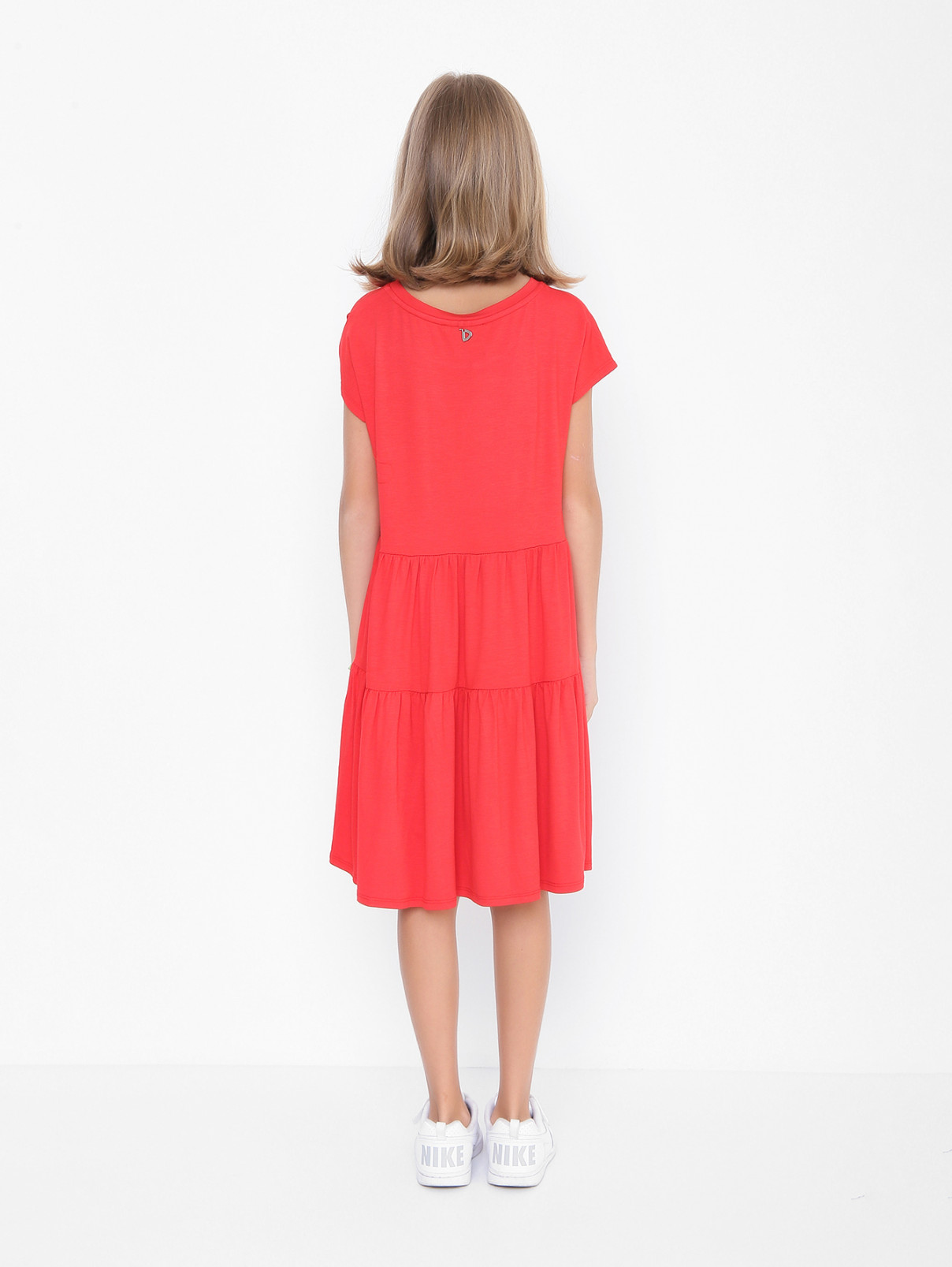 Платье из трикотажа с коротким рукавом DIXIE  –  МодельВерхНиз1  – Цвет:  Красный