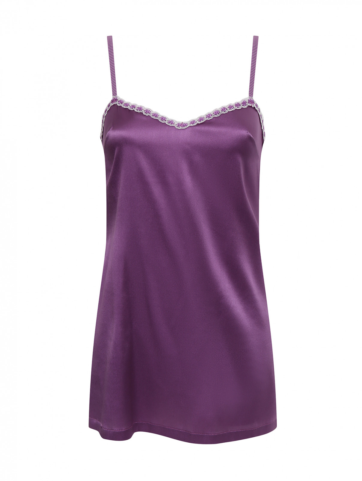 Комбинация из шелка с кружевной отделкой La Perla  –  Общий вид  – Цвет:  Фиолетовый