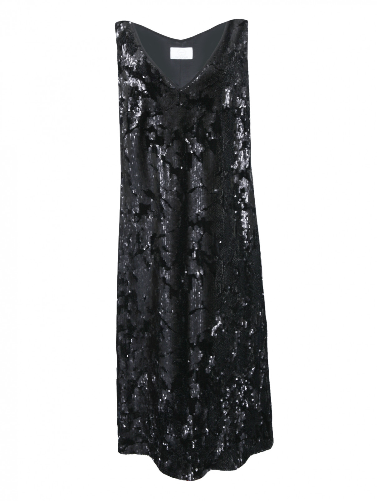 Платье-миди декорированное пайетками Voyage by Marina Rinaldi  –  Общий вид  – Цвет:  Черный