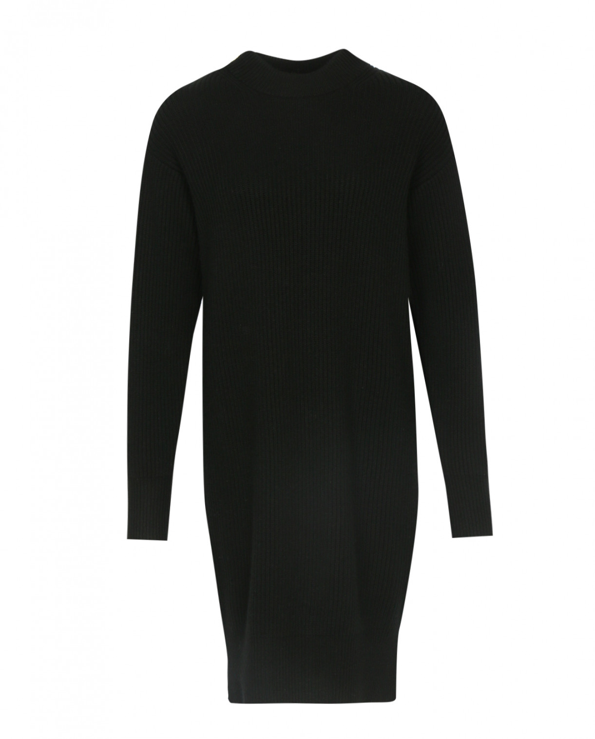 Платье свободного фасона из кашемира DKNY  –  Общий вид  – Цвет:  Черный