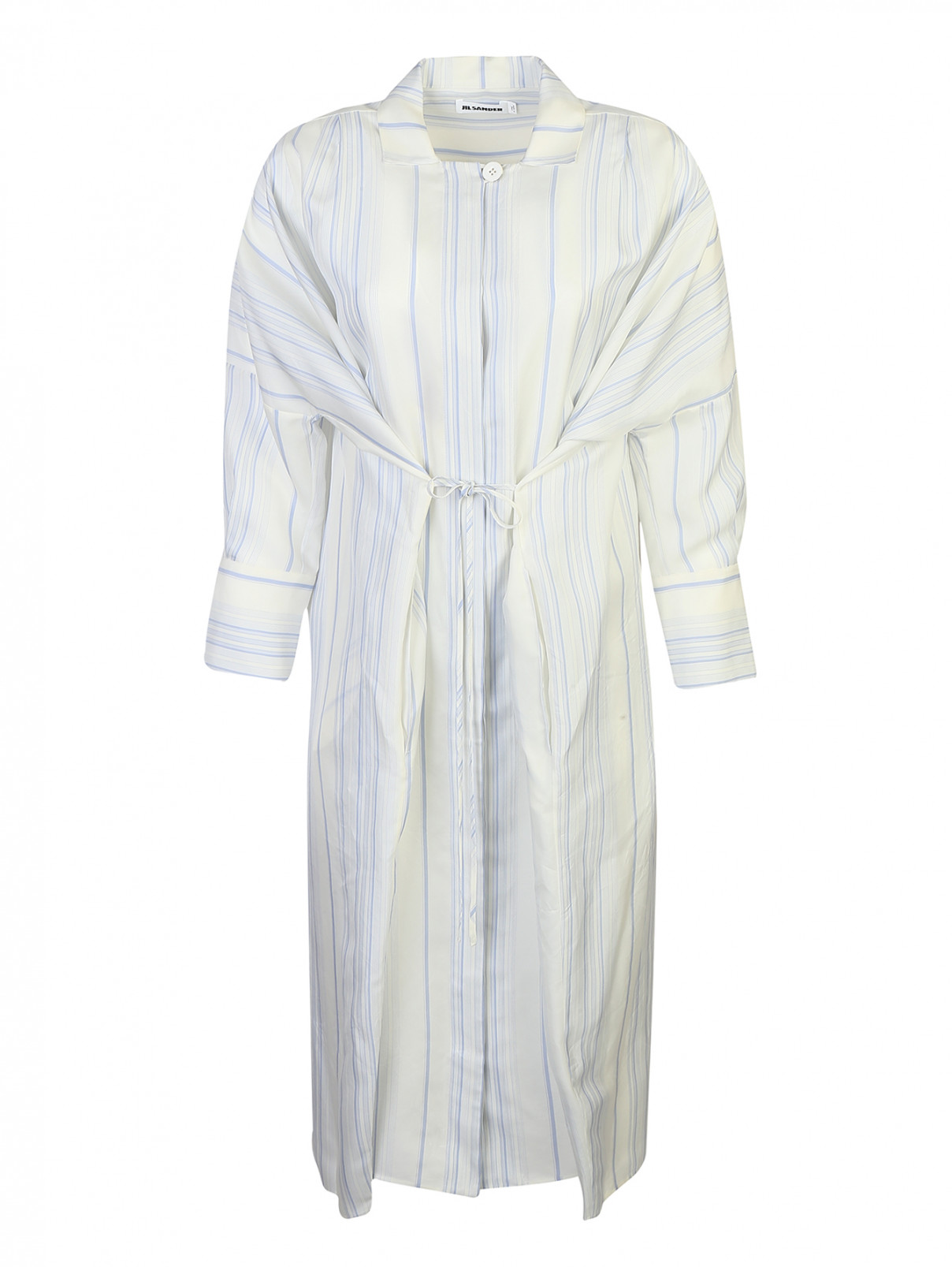 Платье-рубашка, из вискозы, с узором полоска Jil Sander  –  Общий вид  – Цвет:  Белый