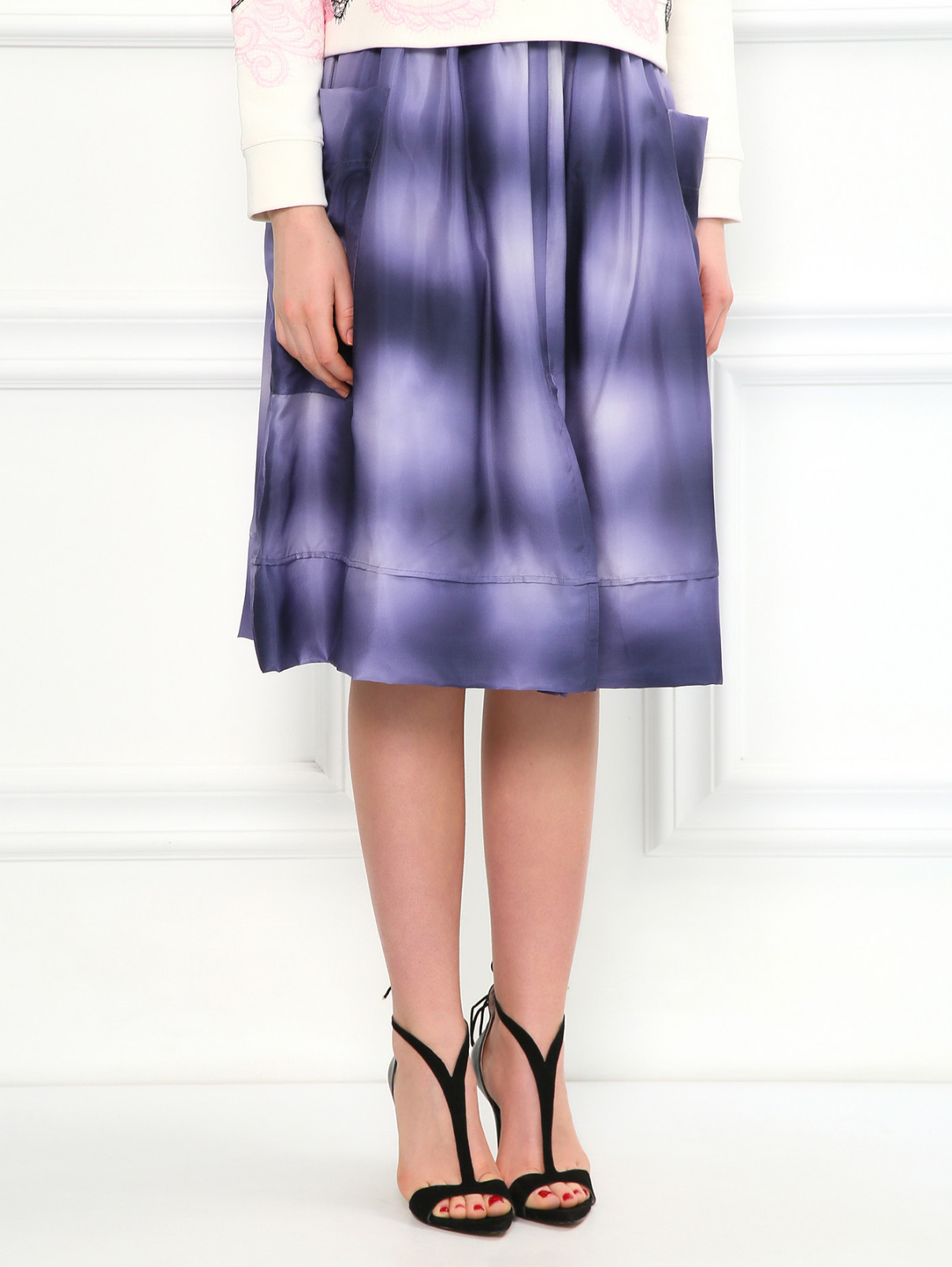 Юбка из шелка с боковыми карманами Sonia Rykiel  –  Модель Верх-Низ  – Цвет:  Фиолетовый