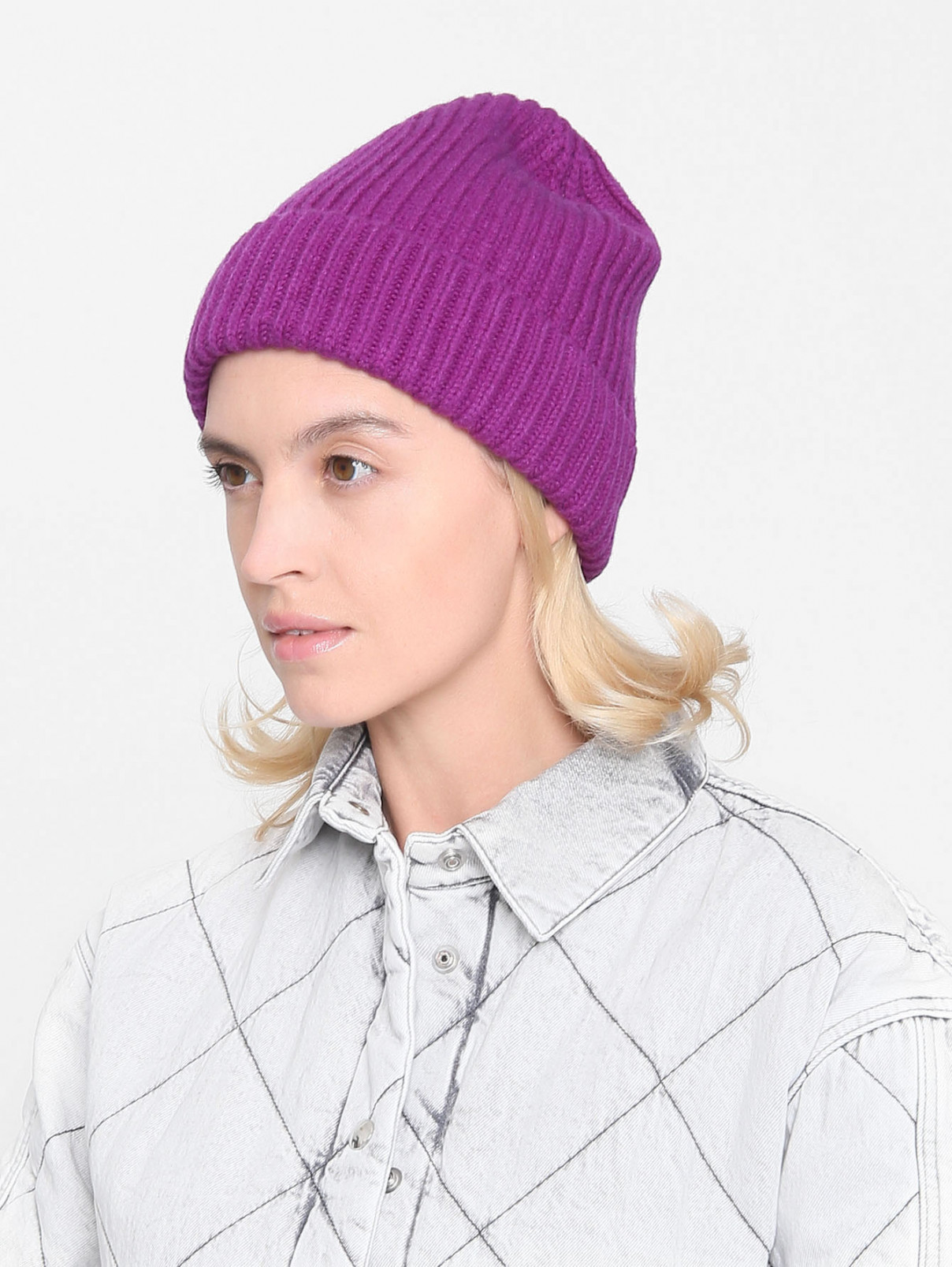Однотонная шапка из шерсти и кашемира Dorothee Schumacher  –  МодельОбщийВид  – Цвет:  Фиолетовый
