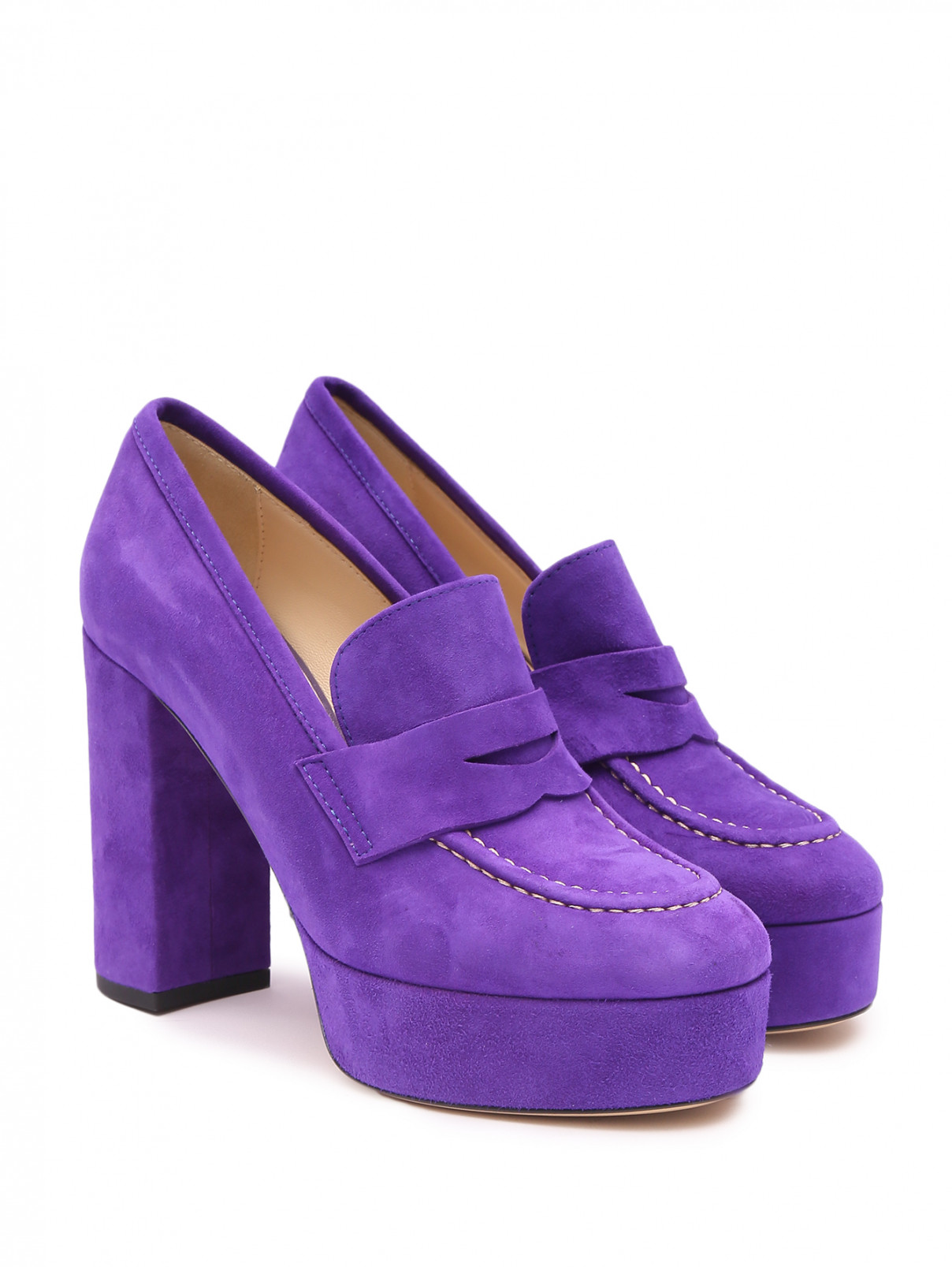 Туфли из замши на каблуке P.A.R.O.S.H.  –  Общий вид  – Цвет:  Фиолетовый