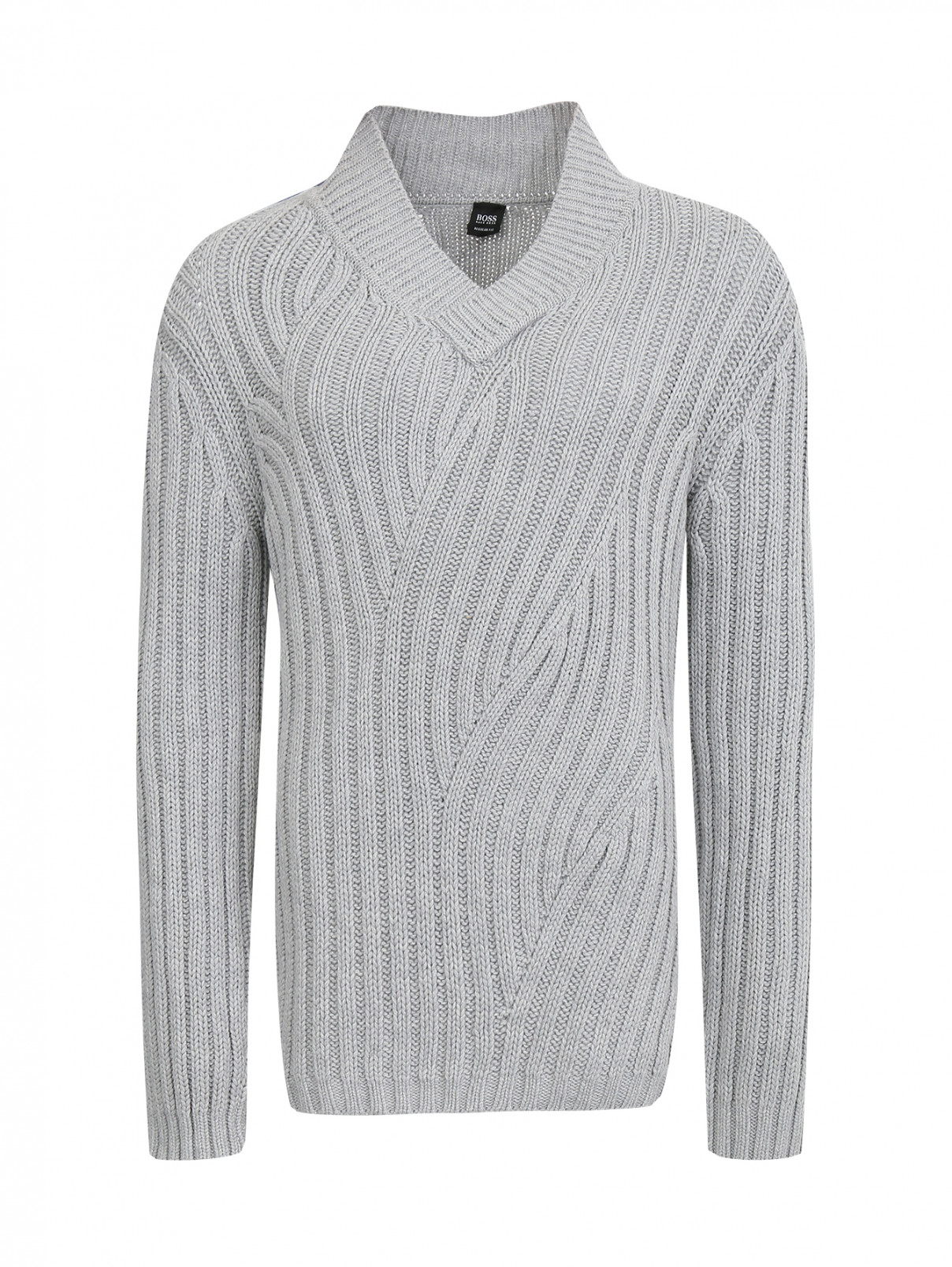 Пуловер из шерсти крупной вязки Boss  –  Общий вид  – Цвет:  Серый