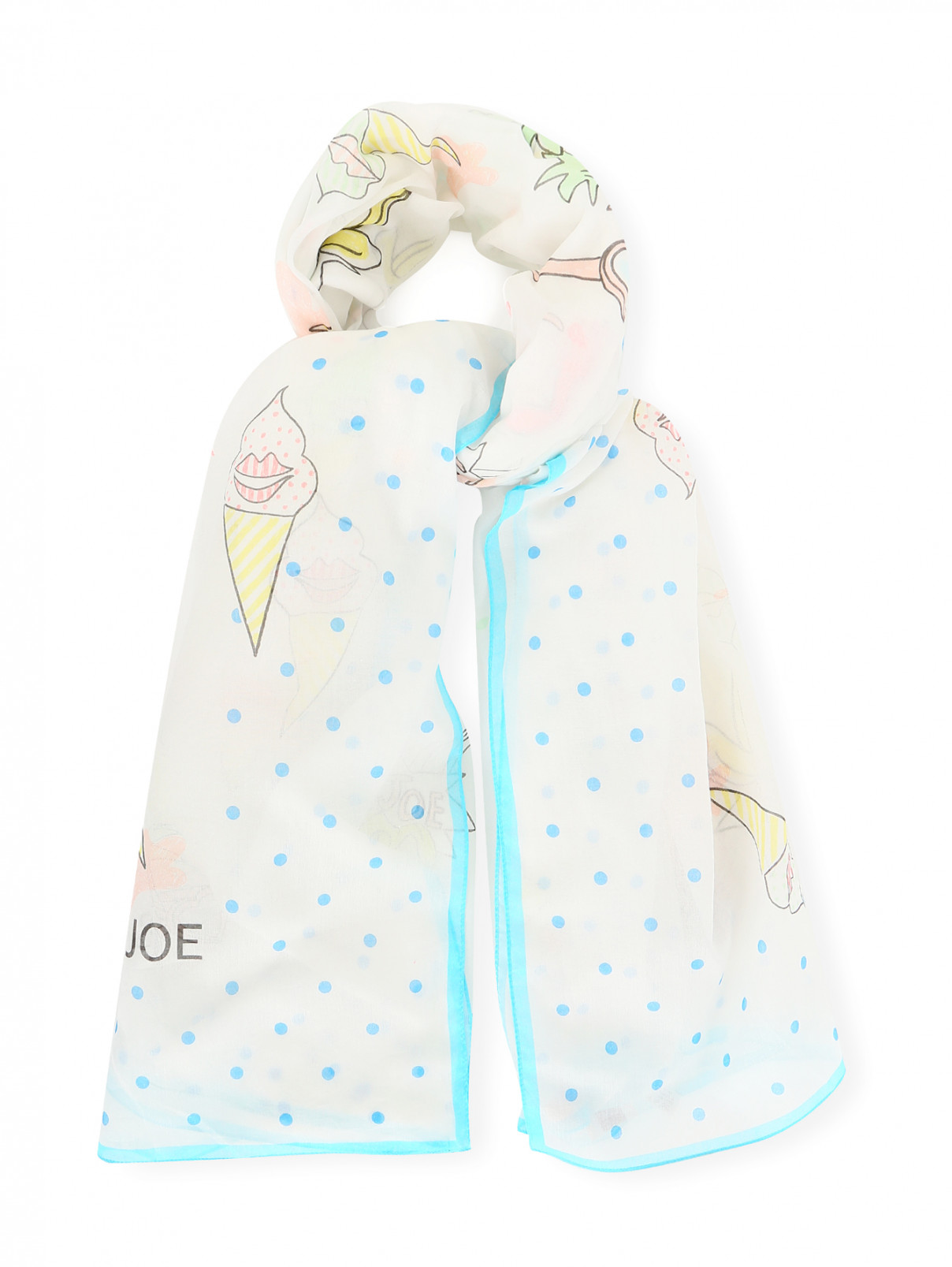 Платок из хлопка с узором Paul&Joe  –  Общий вид  – Цвет:  Белый