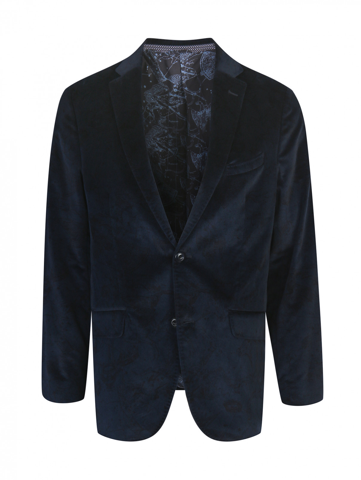 Пиджак из хлопка с узором Etro  –  Общий вид  – Цвет:  Синий