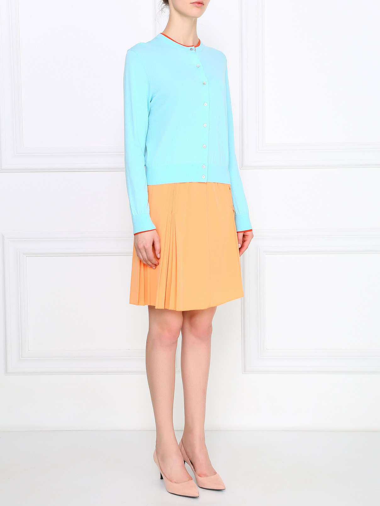 Юбка-мини с драпировкой Blugirl Blumarine  –  Модель Общий вид  – Цвет:  Оранжевый